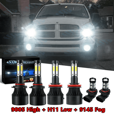 6X 8000K LED Headlight Hi-Lo Fog Light Bulbs For Dodge RAM 1500 2500 3500 13-15